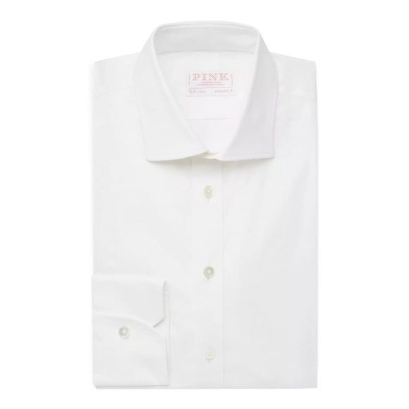 THOMAS PINK White Athletic Fit Dress Shirt Size 17 White Like New THOMAS PINK White Athletic Fit Dress Shirt Size 17 White Like New